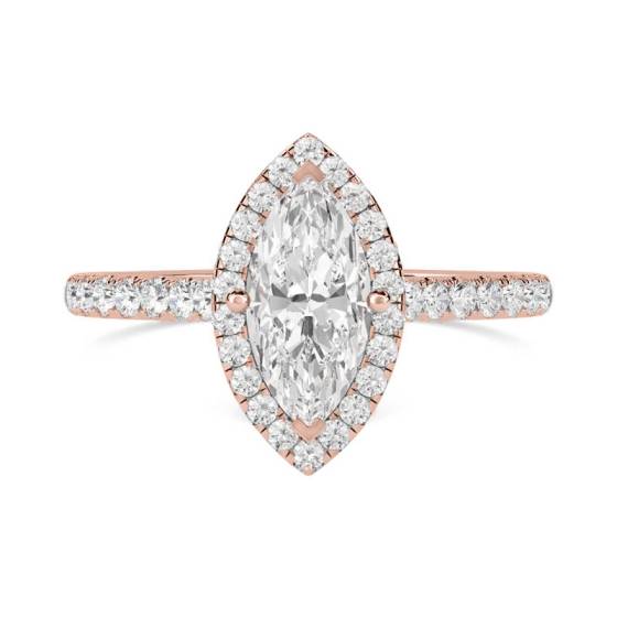 Marquise Diamond Single Halo Shoulder Set Ring
