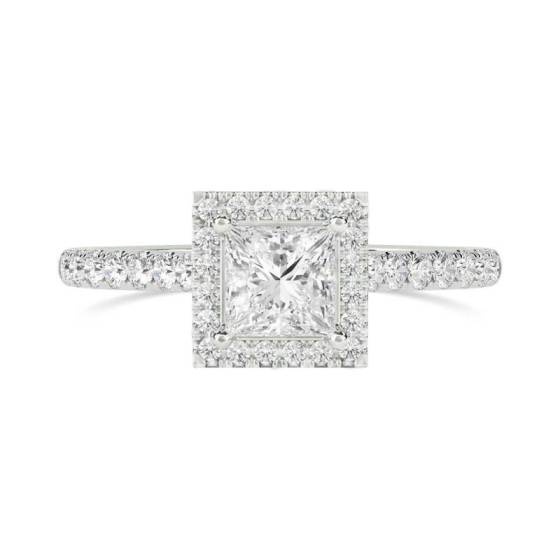 Princess Diamond Single Halo Shoulder Set Ring