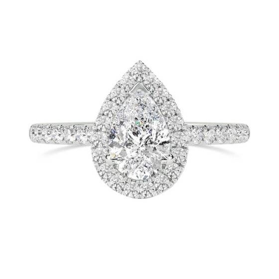Pear Diamond Single Halo Shoulder Set Ring