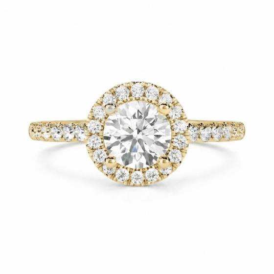 Round Diamond Halo Shoulder Set Ring