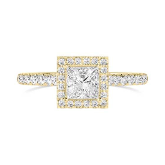 Princess Diamond Single Halo Shoulder Set Ring