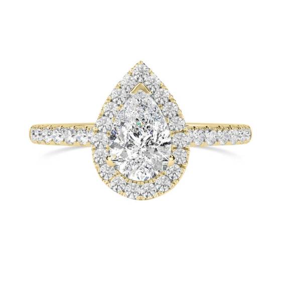 Pear Diamond Single Halo Shoulder Set Ring