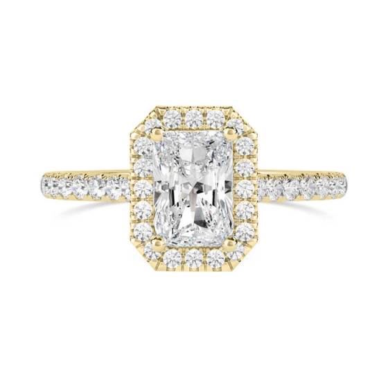 Radiant Diamond Single Halo Shoulder Set Ring
