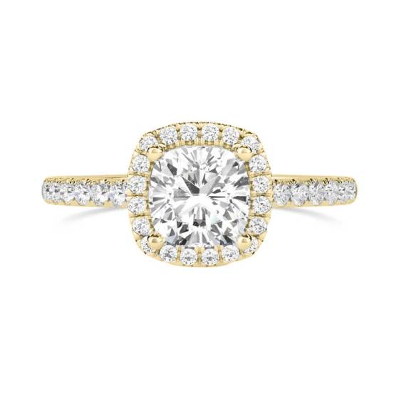 Cushion Diamond Single Halo Shoulder Set Ring