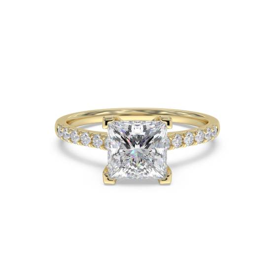 Princess Diamond Shoulder Set Ring