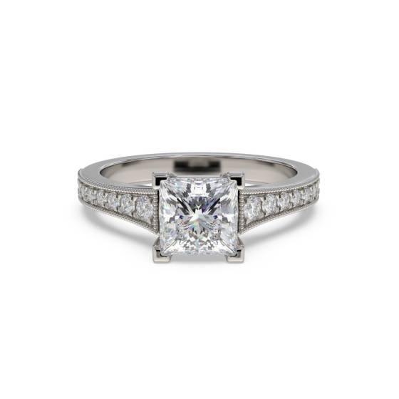 Princess Diamond Shoulder Set Ring