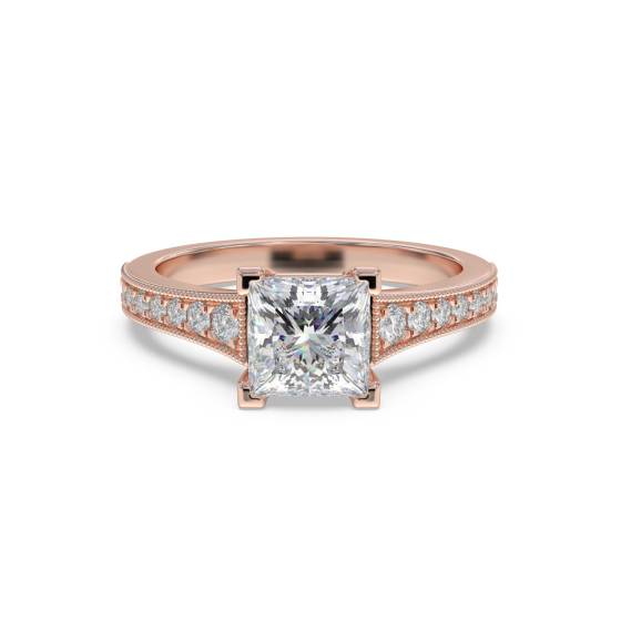 Princess Diamond Shoulder Set Ring
