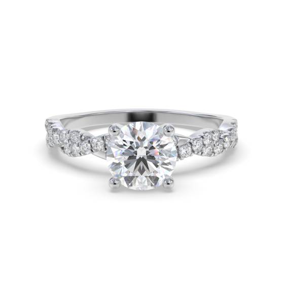 Infinity Twist Round Diamond Vintage Engagement Ring