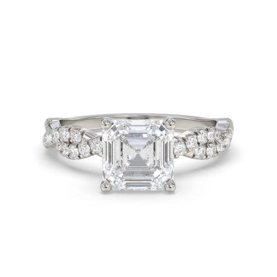 Infinity Twist Asscher Diamond Vintage Engagement Ring