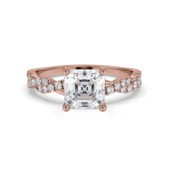 Infinity Twist Asscher Diamond Vintage Engagement Ring