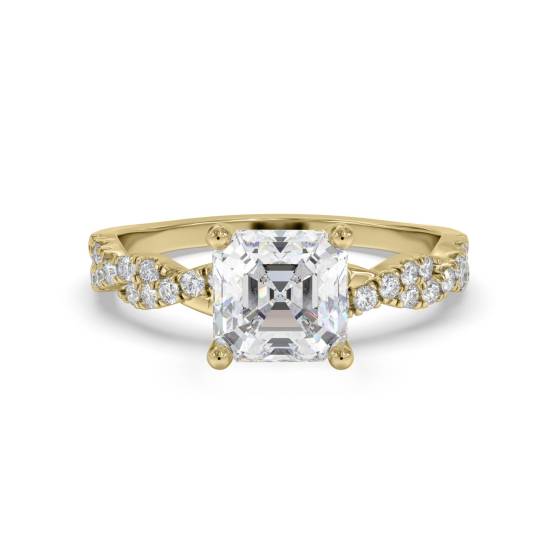 Infinity Twist Asscher Diamond Vintage Engagement Ring