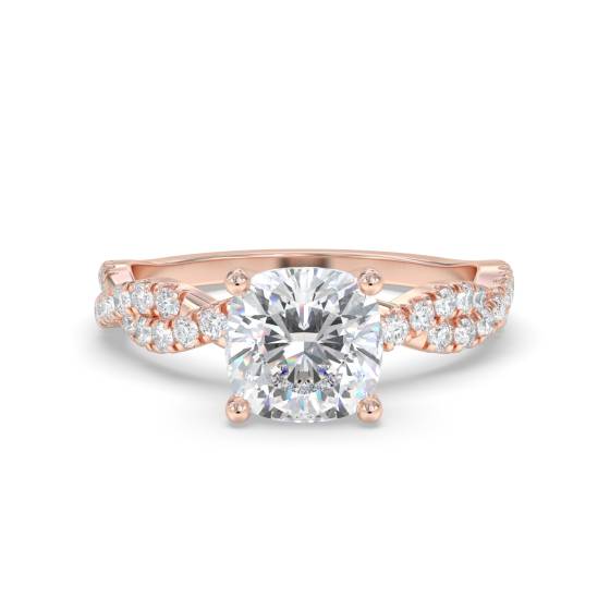 Infinity Twist Cushion Diamond Vintage Engagement Ring