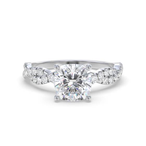 Infinity Twist Cushion Diamond Vintage Engagement Ring