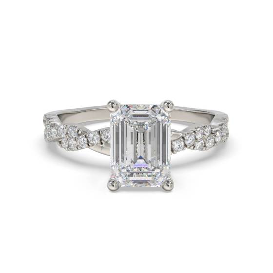 Infinity Twist Emerald Diamond Vintage Engagement Ring