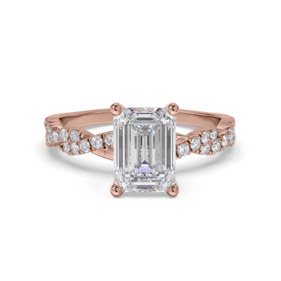 Infinity Twist Emerald Diamond Vintage Engagement Ring