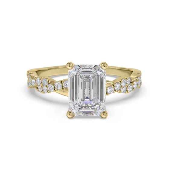 Infinity Twist Emerald Diamond Vintage Engagement Ring