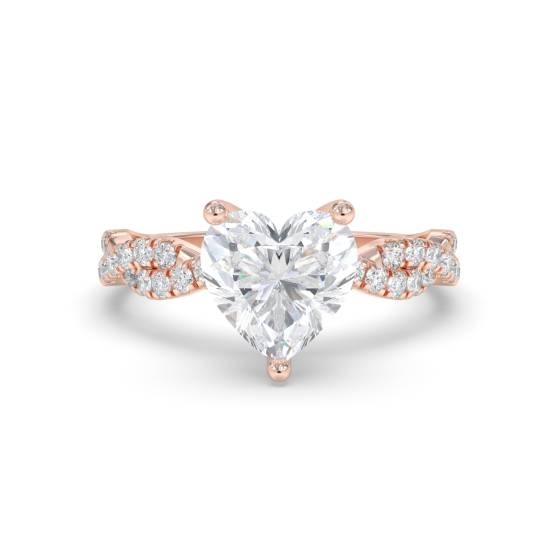 Infinity Twist Heart Diamond Vintage Engagement Ring