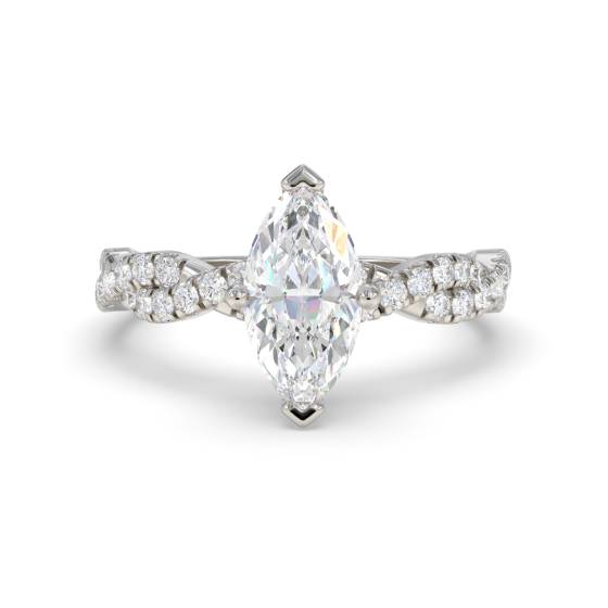 Infinity Twist Marquise Diamond Vintage Engagement Ring