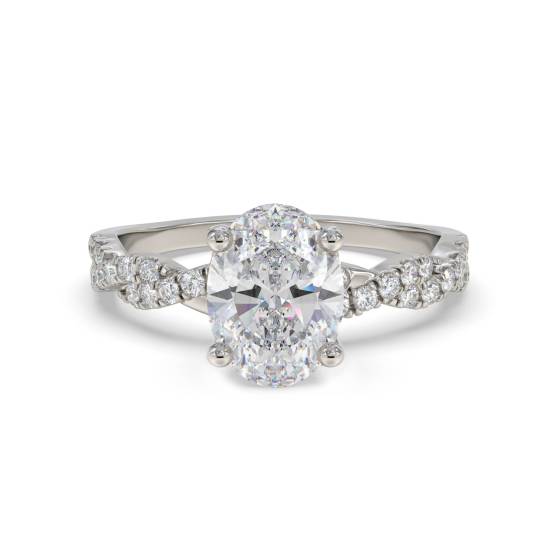 Infinity Twist Oval Diamond Vintage Engagement Ring