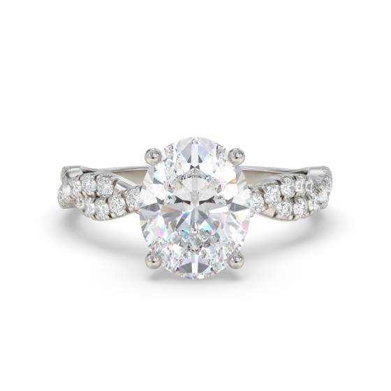 Infinity Twist Oval Diamond Vintage Engagement Ring