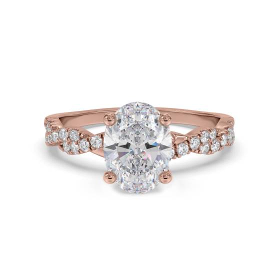 Infinity Twist Oval Diamond Vintage Engagement Ring