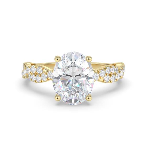 Infinity Twist Oval Diamond Vintage Engagement Ring