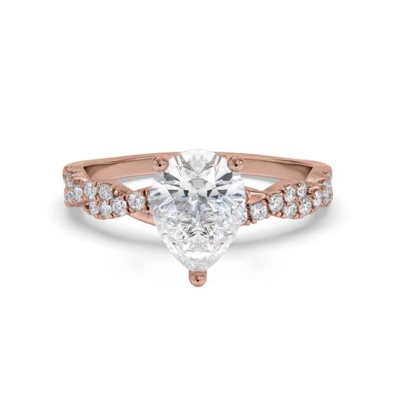 Infinity Twist Pear Diamond Vintage Engagement Ring