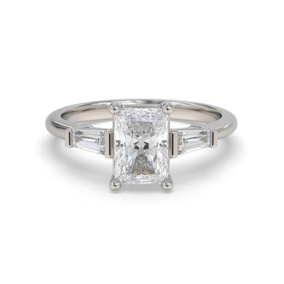 Elegant Radiant & Baguette Diamond Trilogy Ring