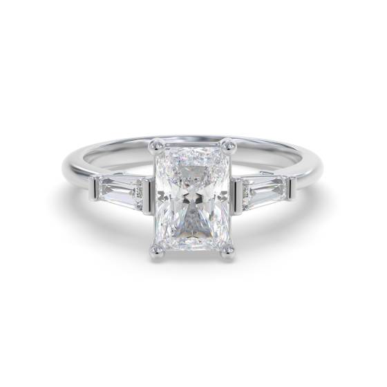 Elegant Radiant & Baguette Diamond Trilogy Ring