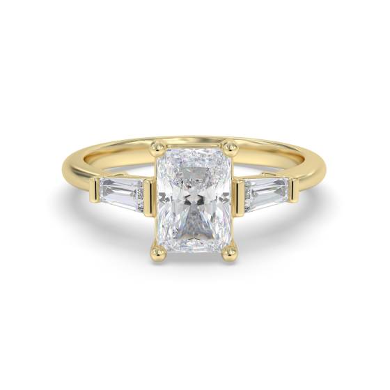 Elegant Radiant & Baguette Diamond Trilogy Ring