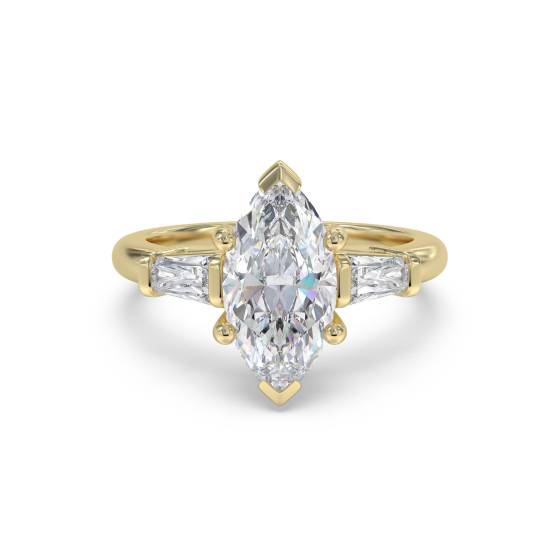 Modern Marquise and Baguette Diamond Trilogy Ring