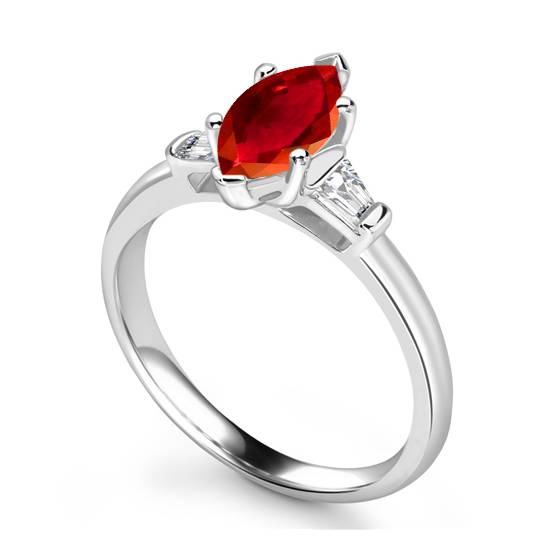 Marquise Diamond and Ruby Trilogy Ring