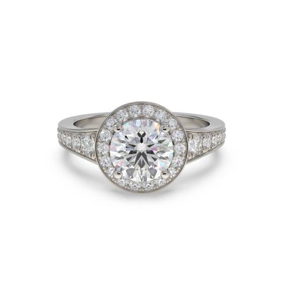 Modern Round Diamond Single Halo Ring