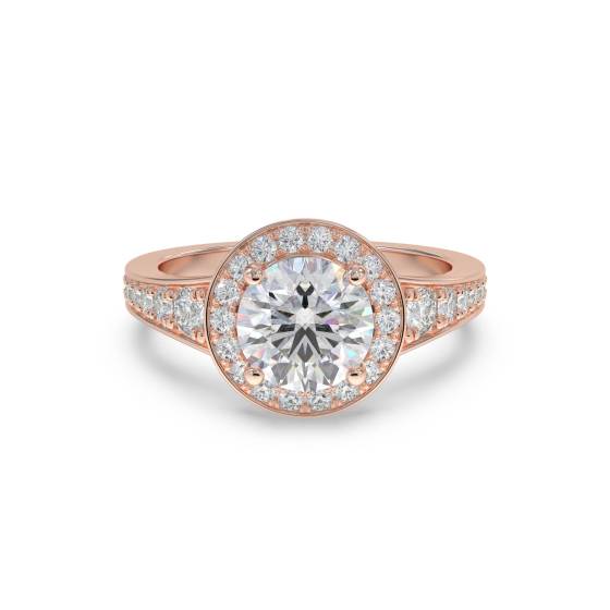 Modern Round Diamond Single Halo Ring