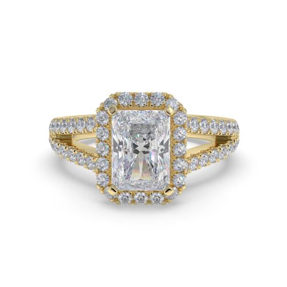 Radiant Diamond Single Halo Shoulder Set Ring