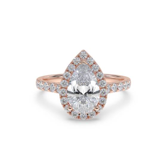 Pear Diamond Single Halo Shoulder Set Ring