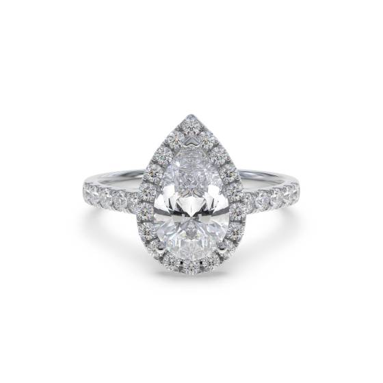 Pear Diamond Single Halo Shoulder Set Ring