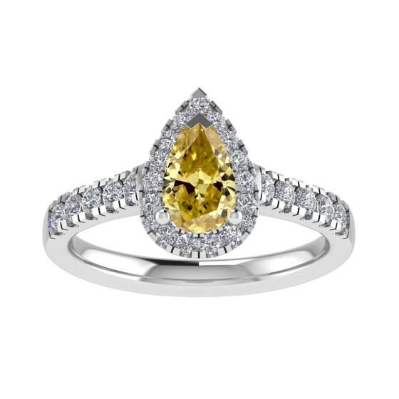 Fancy Yellow Pear Diamond Cluster Ring