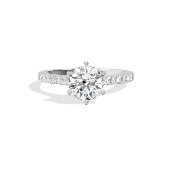 Round Diamond Shoulder Set Ring