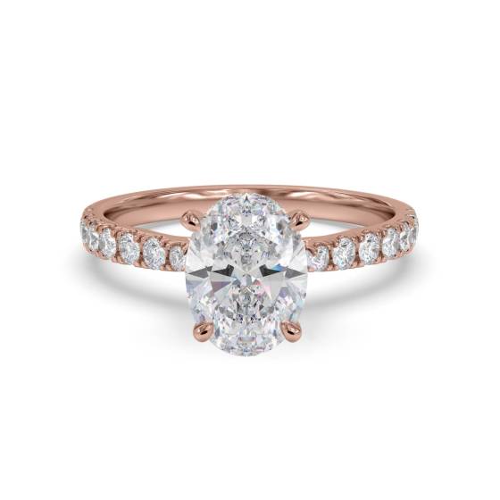 Oval Shoulder Set Diamond Engagement Ring
