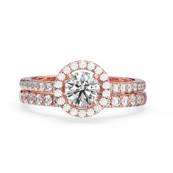 Round Diamond Halo Bridal Set