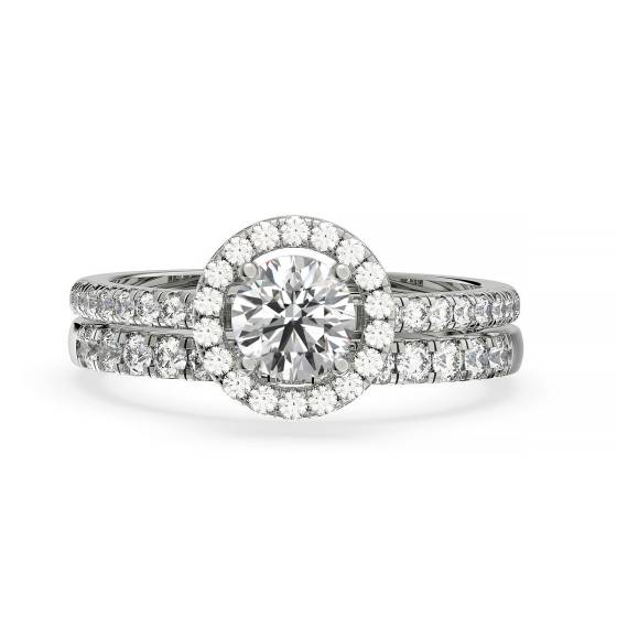 Round Diamond Halo Bridal Set