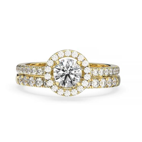 Round Diamond Halo Bridal Set