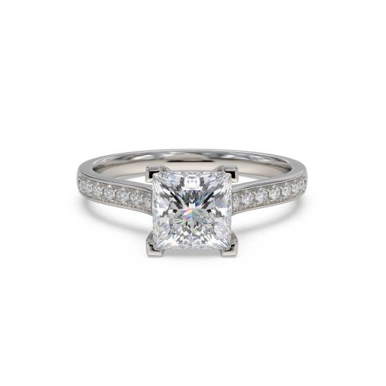 Princess Diamond Shoulder Set Ring