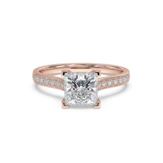 Princess Diamond Shoulder Set Ring