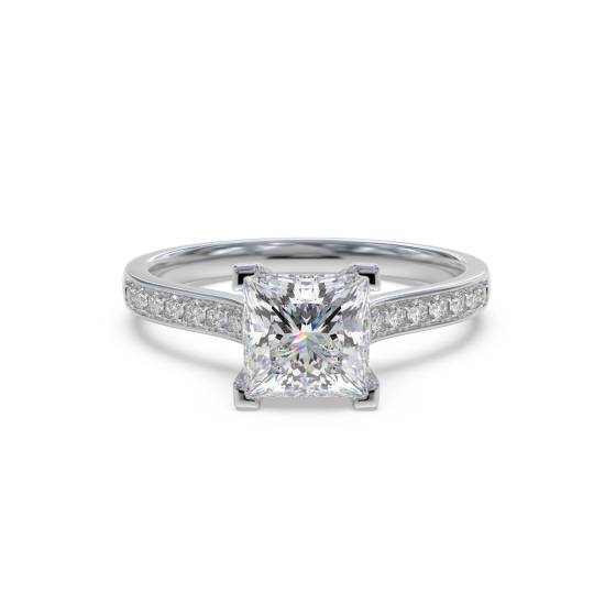 Princess Diamond Shoulder Set Ring