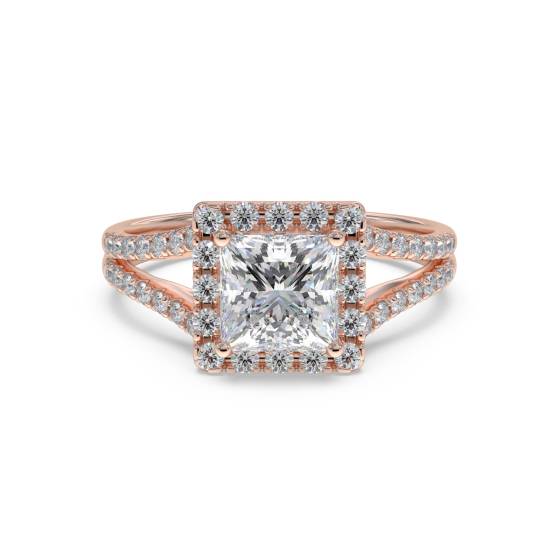 Princess Diamond Single Halo Ring