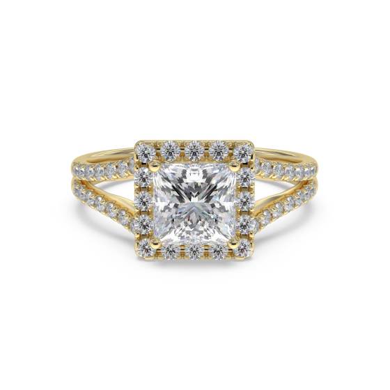 Princess Diamond Single Halo Ring