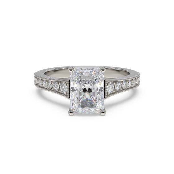 Radiant Diamond Shoulder Set Ring
