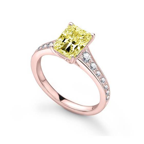 Fancy Yellow Radiant Diamond Shoulder Set Ring